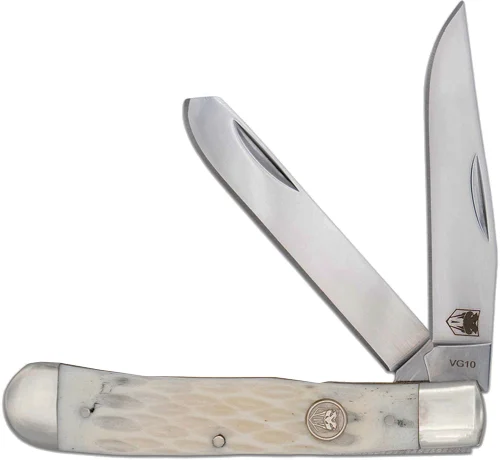 COBRATEC TRAPPER TWO BLADE - G-10 WHITE BONE SS SLIP JOINT